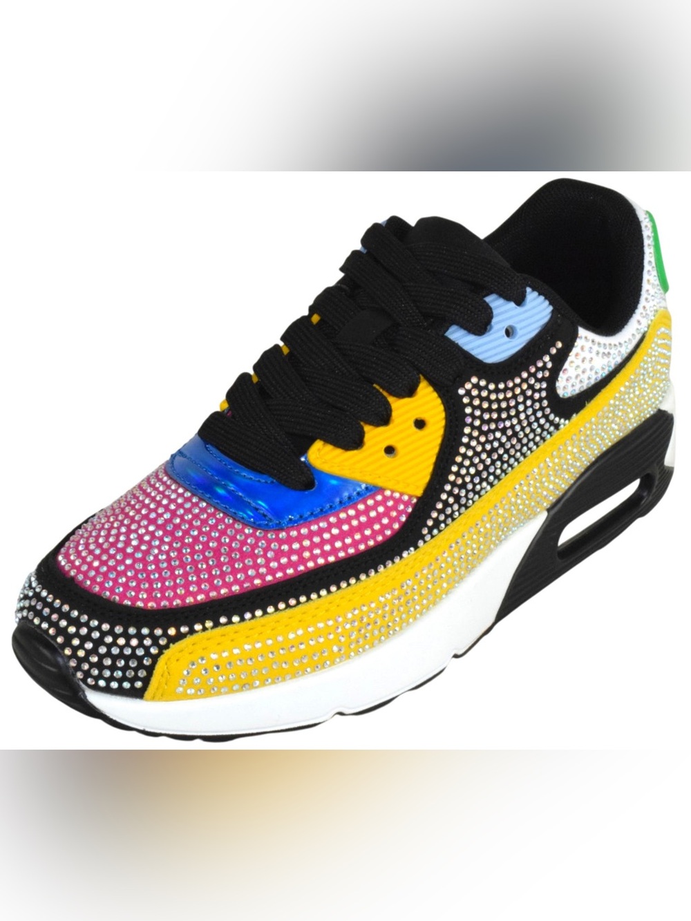 QUEEN Black Multi Rhinestoned Sneaker - Picture 3 of 7